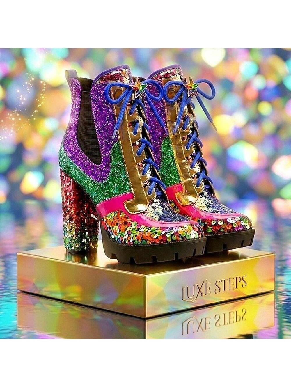 Cape Robbin Sequin Glitter Platform Boots